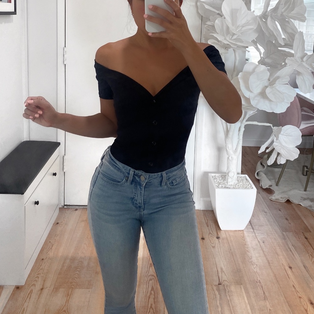 BLACK Off Shoulder Bodysuits
